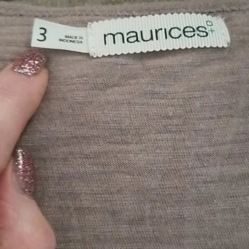 Two plus size pullover casual tops 3X in taupe and sage by Maurices and Chaps - Picture 7 of 14